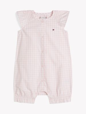 Babies' Gingham Ruffle Shortall, Whimsy Pink / Optic White