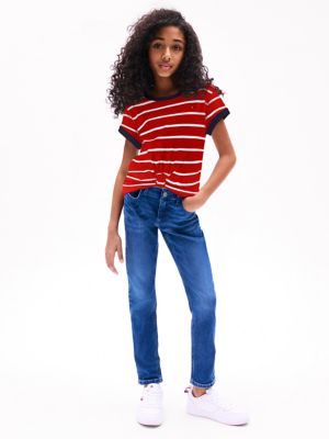 Kids' Stripe Knot-Hem T-Shirt, Multi Stripe