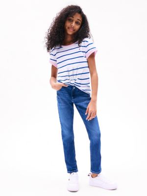 Kids' Stripe Knot-Hem T-Shirt, Optic White Stripe