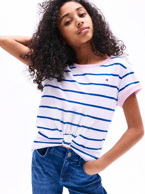 Детские футболки Tommy Hilfiger Kids' Stripe Knot-Hem T-Shirt