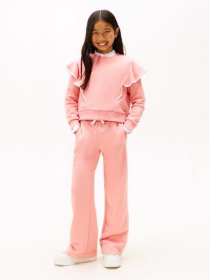 Kids' Piped Trim Wide Leg Sweatpants, Darling Pink