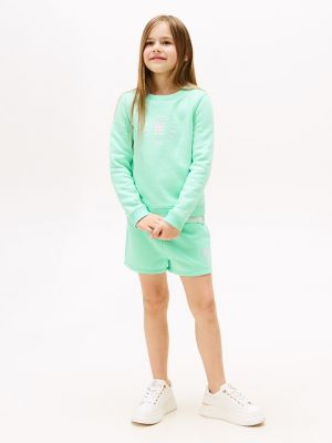 Kids' Circle Logo Sweatshort, Miami Aqua