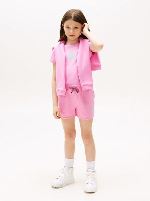 Kids' Circle Logo Sweatshort, Fuchsia Pink