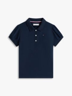 Kids' Puff-Sleeve Stretch Polo — Navy Blue 5