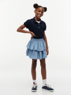 Kids' Puff-Sleeve Stretch Polo — Navy Blue 2
