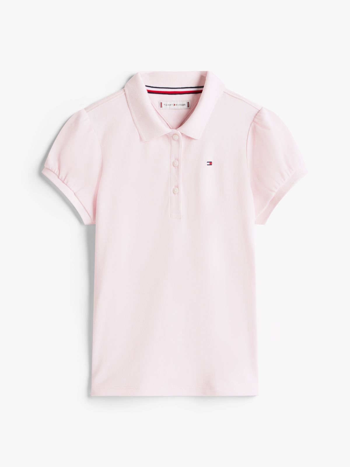 Kids' Puff-Sleeve Stretch Polo — Light Pink