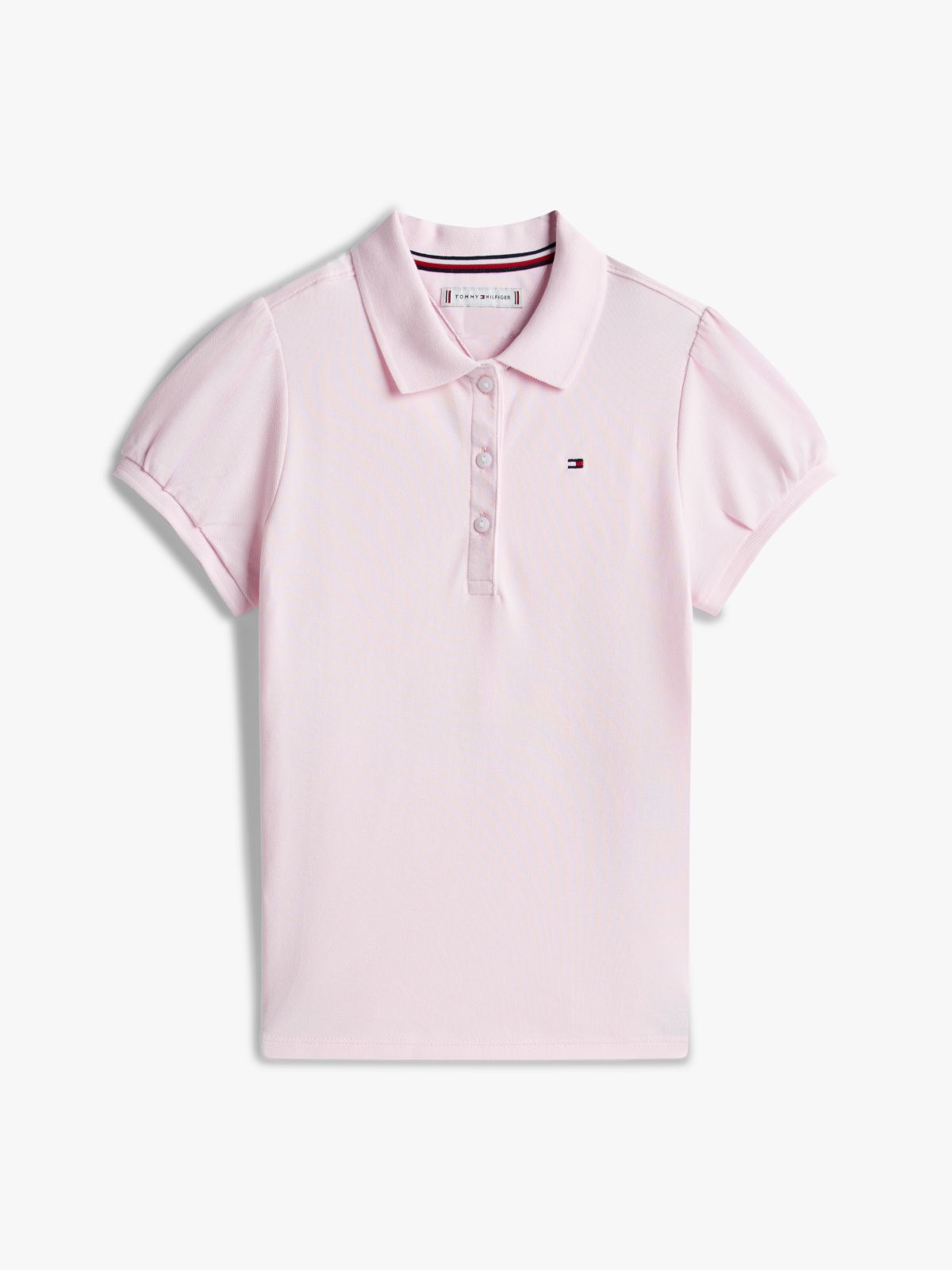 Kids' Puff-Sleeve Stretch Polo — Light Pink