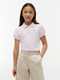 Kids' Puff-Sleeve Stretch Polo — Light Pink 1