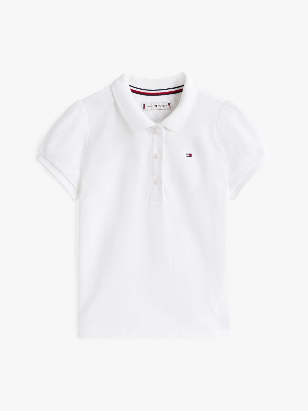 Kids' Puff-Sleeve Stretch Polo — Optic White