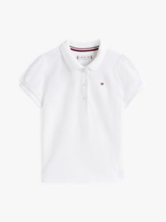 Kids' Puff-Sleeve Stretch Polo — Optic White 5