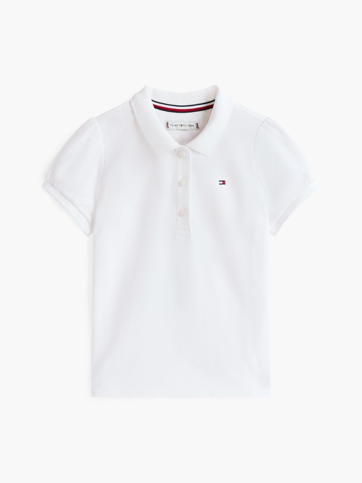 Kids' Puff-Sleeve Stretch Polo — Optic White