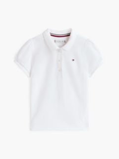 Kids' Puff-Sleeve Stretch Polo — Optic White 6