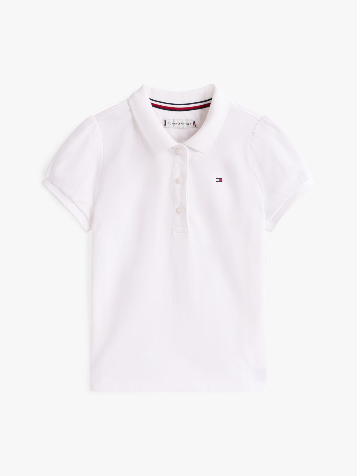 Kids' Puff-Sleeve Stretch Polo — Optic White