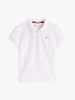 Kids' Puff-Sleeve Stretch Polo — Optic White 7