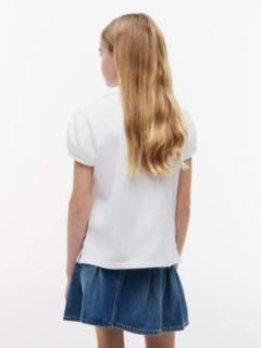 Kids' Puff-Sleeve Stretch Polo — Optic White 4