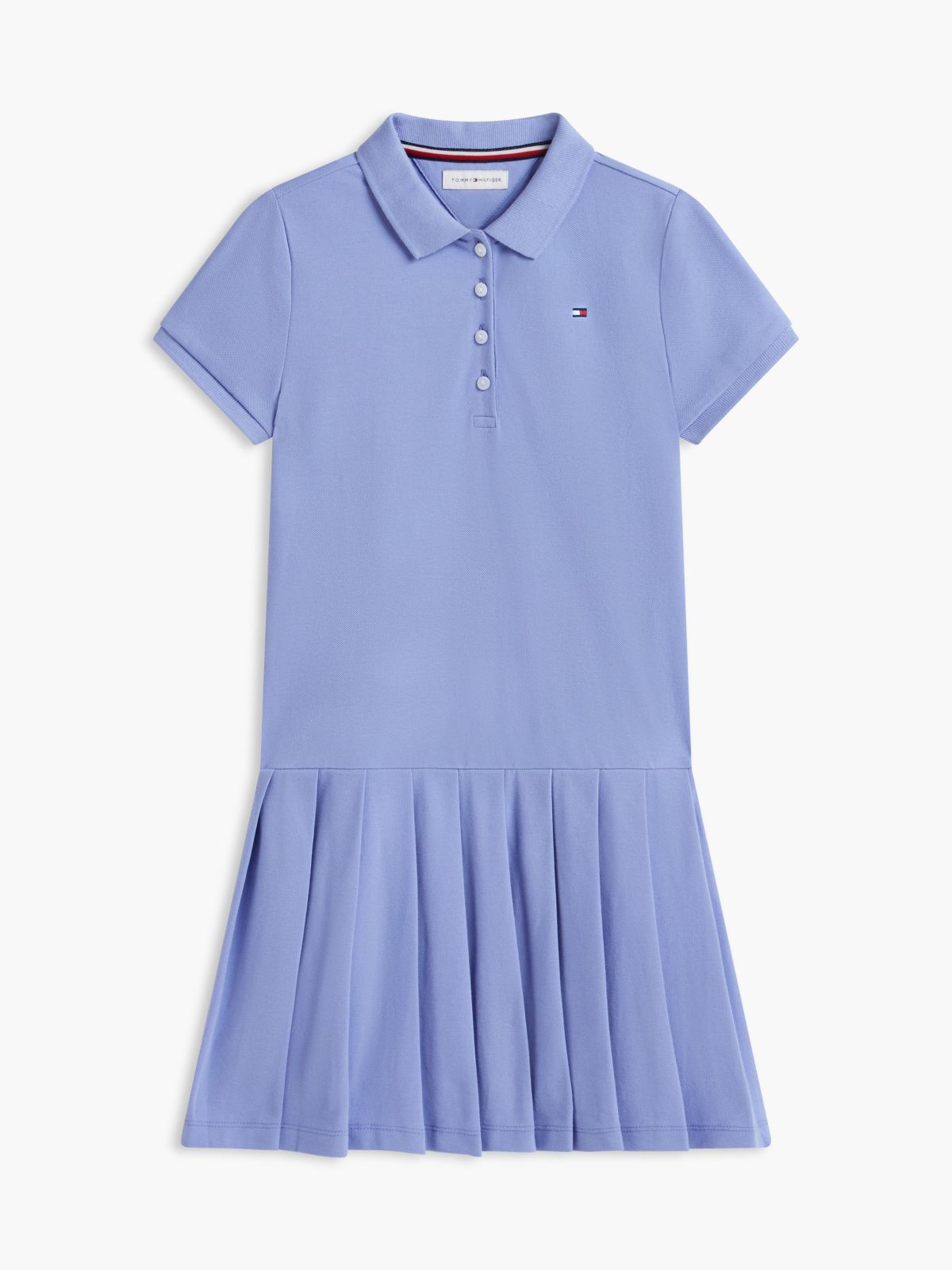 Kids' Pleated Stretch Polo Dress — Vintage Iris