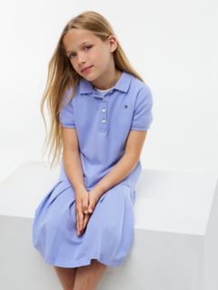 Kids' Pleated Stretch Polo Dress — Vintage Iris 2