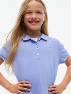 Kids' Pleated Stretch Polo Dress — Vintage Iris 3