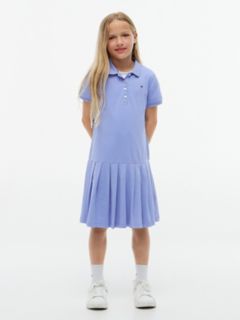 Kids' Pleated Stretch Polo Dress — Vintage Iris 1