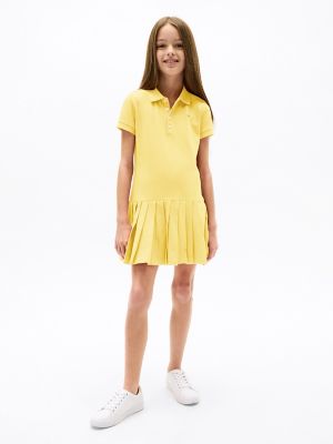 Kids' Pleated Stretch Polo Dress, Citronella
