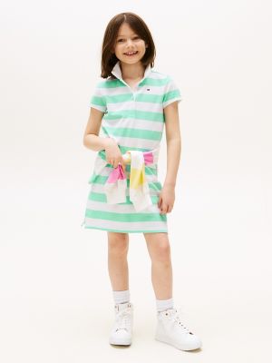 Kids' Block Stripe Stretch Polo Dress, Miami Aqua Stripe