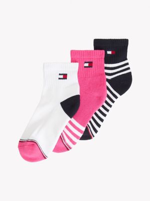 Kids' Tommy Flag Quarter-Top Sock 3-Pack, Fandango Pink / Multi
