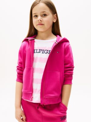 Kids' Tommy Logo Zip Hoodie, Stunning Magenta