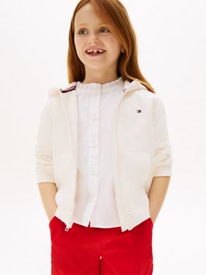 Kids' Tommy Logo Zip Hoodie, Ancient White