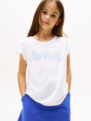 Kids' Flower Glitter T-Shirt, Optic White