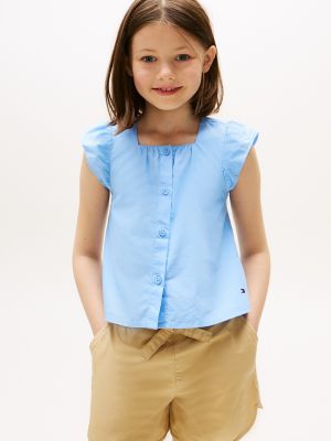 Kids' Ruffle-Sleeve Top, Vessel Blue
