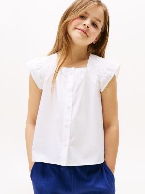 Kids' Ruffle-Sleeve Top, Optic White