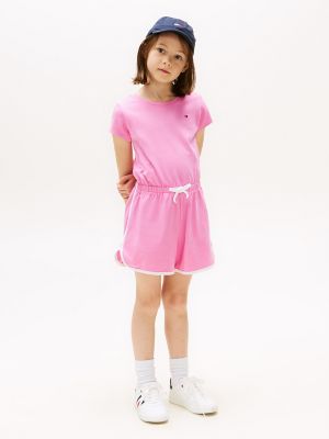 Kids' Sporty Romper, Fuchsia Pink