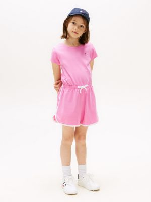Kids' Sporty Romper, Fuchsia Pink