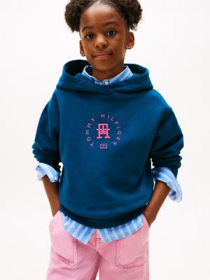 Kids' Circle Logo Hoodie, Deep Indigo
