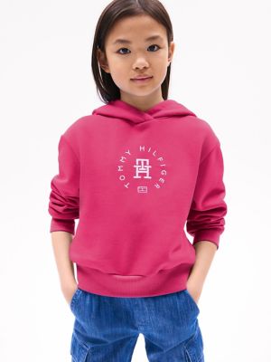 Kids' Circle Logo Hoodie, Fandango Pink