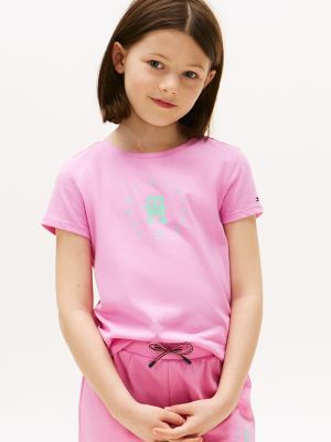 Kids' Circle Logo T-Shirt, Fuchsia Pink