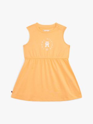 Babies' Circle Logo Sleeveless Dress, Sunny Orange