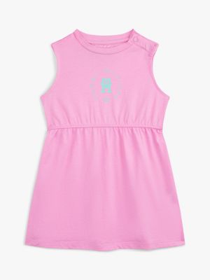 Babies' Circle Logo Sleeveless Dress, Fuchsia Pink