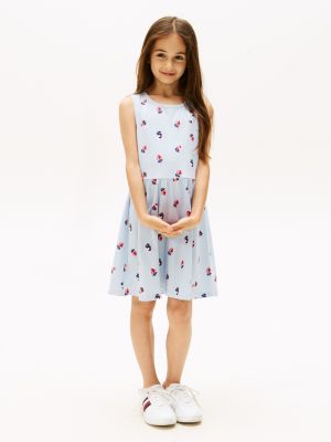 Kids' Strawberry Print Tank Dress, Breezy Blue