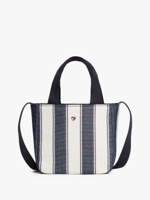 Kids' Bold Stripe Canvas Tote, Antique Ivory / Carbon Navy