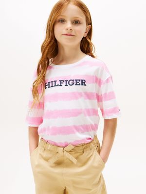 Kids' Tie-Dye Stripe T-Shirt, Fuchsia Pink Stripe