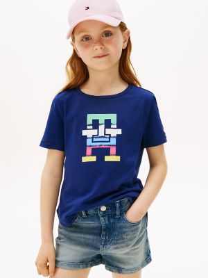Kids' Tie-Dye Monogram Logo T-Shirt, Blue Ink