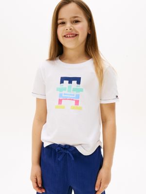 Kids' Tie-Dye Monogram Logo T-Shirt, Optic White