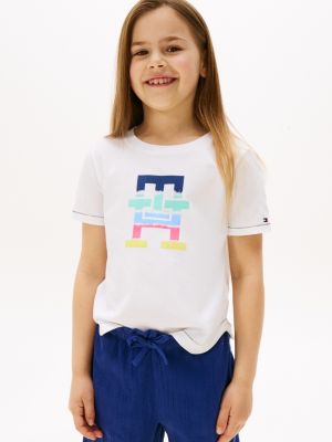 Kids' Tie-Dye Monogram Logo T-Shirt, Optic White
