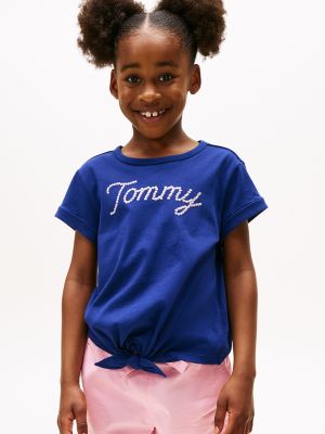 Kids' Daisy Logo Tie-Hem T-Shirt, Blue Ink
