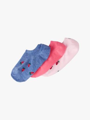 Kids' Strawberry Liner Sock 3-Pack, Blue Heather / Multi