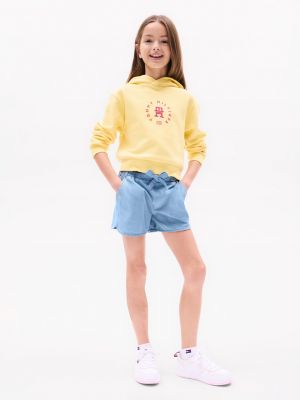 Kids' Tie-Waist Pull-On Short, Light Wash Chambray