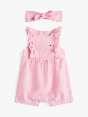Babies' Ruffle Romper & Headband, Classic Pink