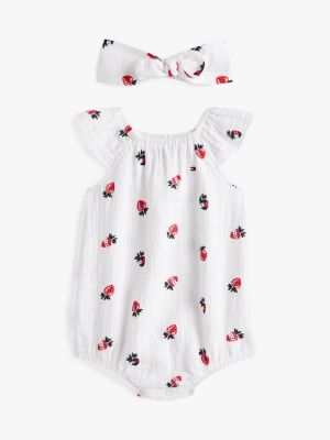 Babies' Strawberry Onesie & Headband Set, Optic White