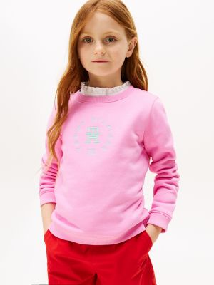 Kids' Circle Logo Sweatshirt, Fuchsia Pink